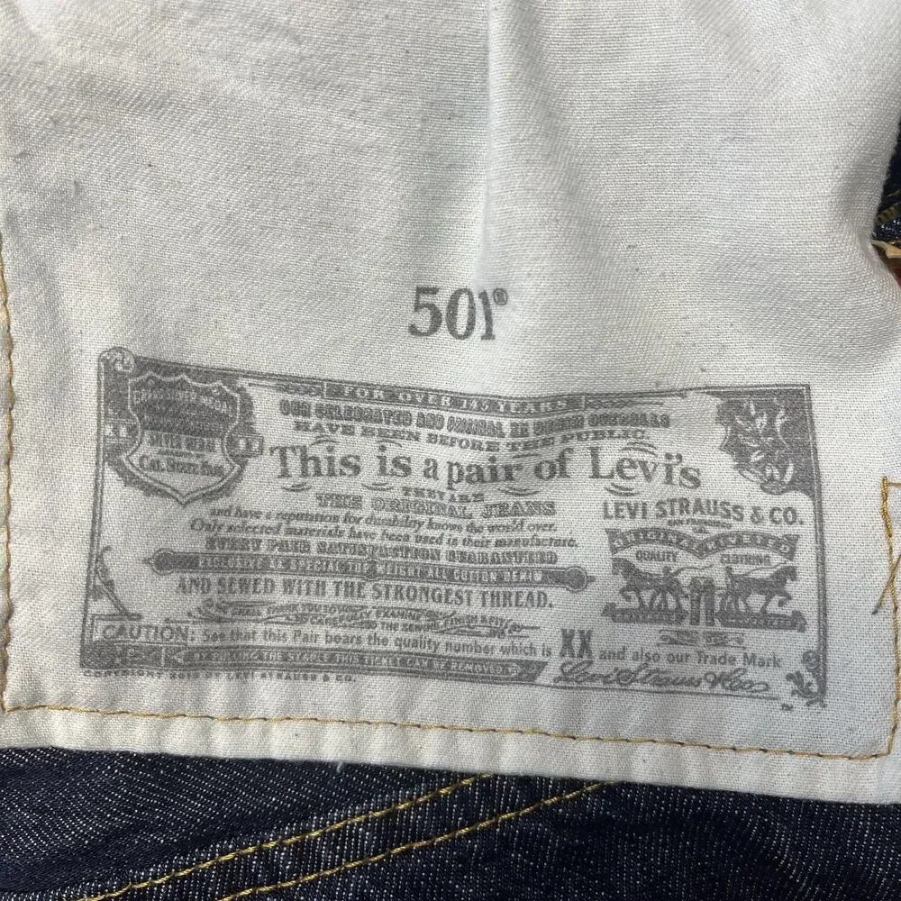 Levi's Men's 501 31x32 Original Straight Fit Jeans Dark Wash Button Fly